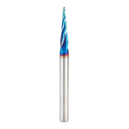 Vista 13 de Amana Tool 46286-K Brocas de enrutador CNC en espiral de corte de carburo para plástico, madera 2D/3D tallado 3.6 grados punta de bola de ángulo