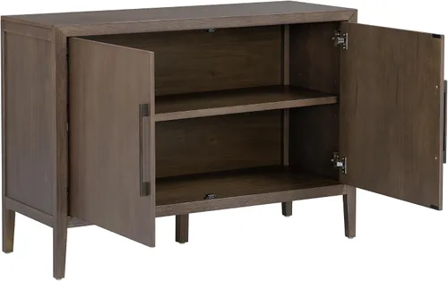 Vista 8 de 47.25-Inch Farmhouse Sideboard with 2 Doors, Buffet Cabinet with Adjustable Feet, Minimalist Wooden Storage Cabinet with Metal Handles, entryway