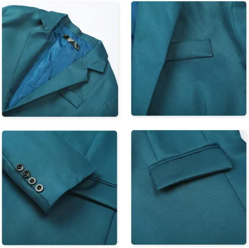 Vista 39 de YUNCLOS Chaqueta blazer casual de 1 botón con solapa con muescas para hombre