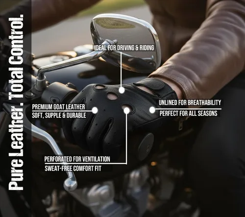 Vista 3 de Nuevos Guantes de Cuero de Policía Motociclista para Conducir Montar Carreras Cuero Natural Real Pantalla Táctil Ventilación Hombres Mujeres