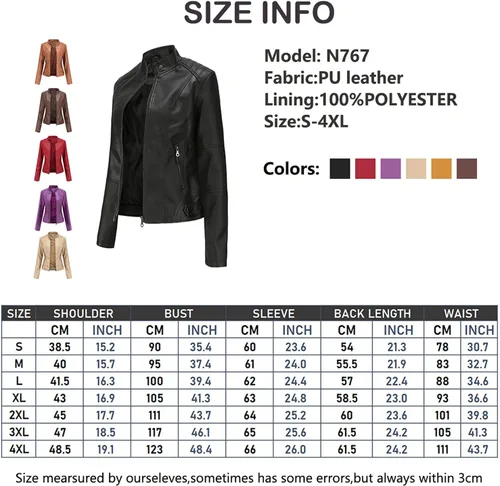 Vista 3 de DEAR MODEL Chaqueta de cuero sintético para mujer, chaqueta de motocicleta con cinturón para mujer, Marrón