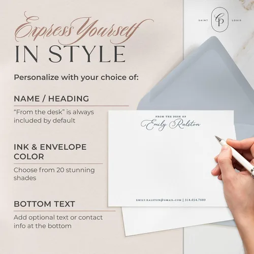 Vista 3 de Curio Press Tarjetas de notas de papelería personalizadas con sobres, tarjetas personalizadas hechas a mano y tarjetas de felicitación, tarjetas