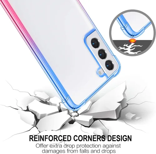 Vista 6 de Funda para Galaxy S21 Plus - Funda protectora delgada transparente con degradado para Samsung Galaxy S21 Plus de 6.7 pulgadas 2021 (rosa azul)