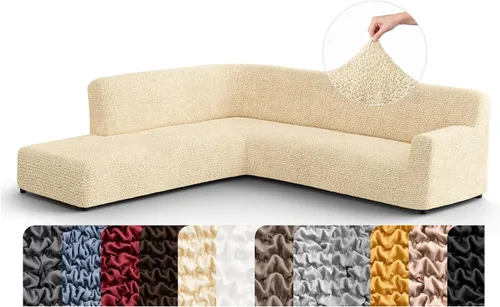 Vista 22 de PAULATO BY GA.I.CO. Funda de sofá modular, funda para sofá chaise longue en forma de L, fundas lavables para sofá esquinero, funda elástica de Gris