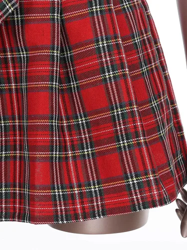 Vista 7 de Fldy Conjunto de uniforme de colegialas para mujer camisa de cosplay con mini falda a cuadros disfraz de estudiante
