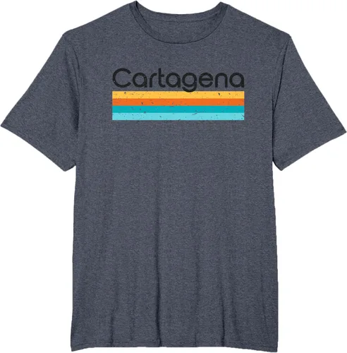 Vista 72 de Camiseta vintage de Cartagena Colombia con diseño retro, Blanco, S