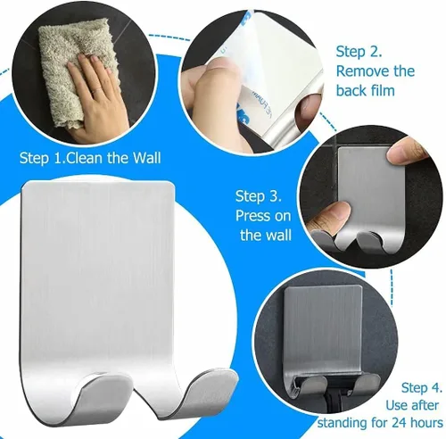 Vista 7 de Soporte impermeable para maquinilla de afeitar para ducha, ganchos autoadhesivos resistentes, ganchos para toallas de acero inoxidable 304