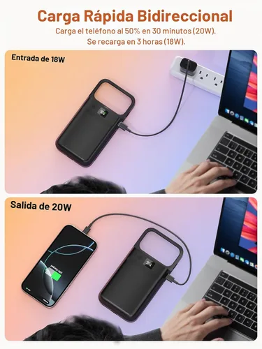 Vista 11 de PANDUK Funda de batería 9300mAh para iPhone 17 ProMax Funda de carga rápida