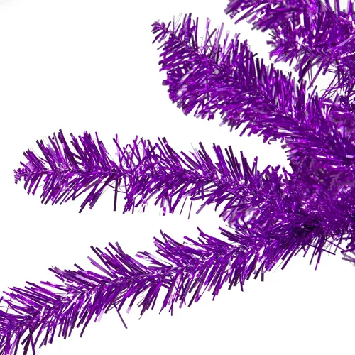 Vista 5 de Northlight Árbol de Navidad artificial de oropel morado metálico de 4.5 pies, sin iluminación