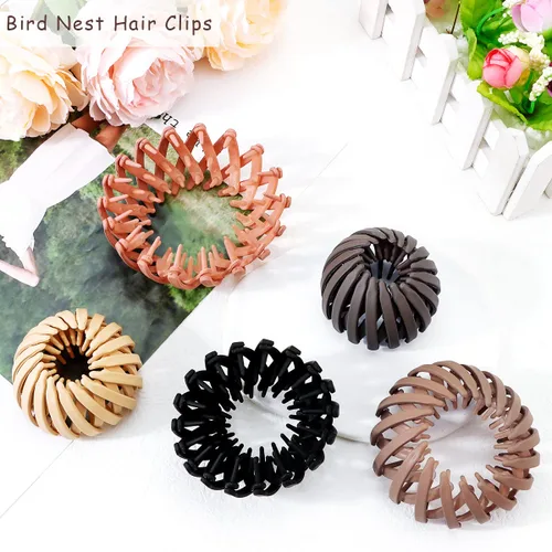 Vista 7 de TOBATOBA Bird Nest - Pinza mágica para el cabello, 5 unidades, plástico mate, horquilla expandible para cabello fino, soporte para cola de caballo