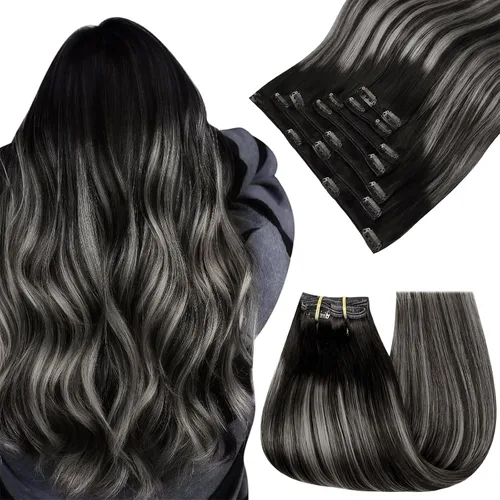 Vista 11 de Easyouth Extensiones de cabello rubio con clip, extensiones de cabello humano con clip, color rubio blanco, 7 unidades de 3.33 oz, extensiones