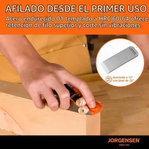 Vista 2 de JORGENSEN Cepillo de madera de 5-1/4 pulgadas, cepillo manual para carpintería, cepillo de bloque de ángulo bajo, cepillo manual pequeño