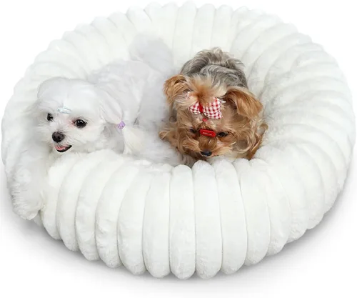 Vista 11 de Mini Dog Bed for Very Small Dogs & Cats Washable, Fluffy Round Extra Small Kitten Beds for Indoor Kittens, Ultra-Soft Tiny Puppy Cat Donut Bed for