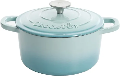 Vista 12 de Crock-Pot Horno Holandés Artesanal Redondo de Hierro Fundido Esmaltado, 3 Cuartos, Aqua