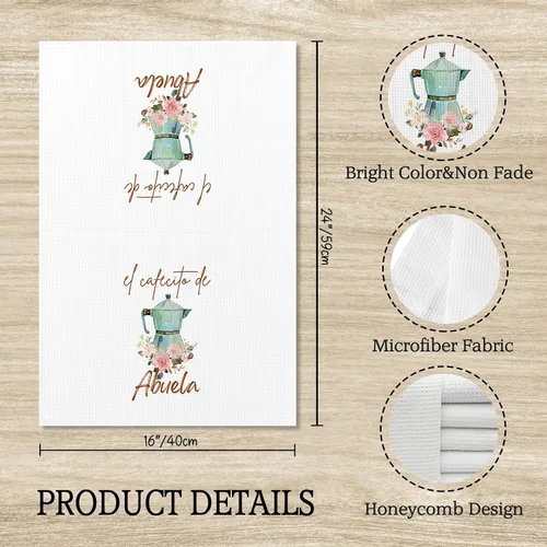 Vista 7 de Voatok Abuela Gifts - Toallas de cocina de café, regalos de Abuela para Navidad, cumpleaños de parte de nietos, toallas de mano para el mejor regalo