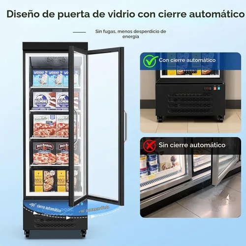 Vista 6 de BODEGA COOLER - Congelador comercial vertical, 1 puerta de pie con puerta de cristal, gran capacidad de 18 pies cúbicos, rango de temperatura de -15