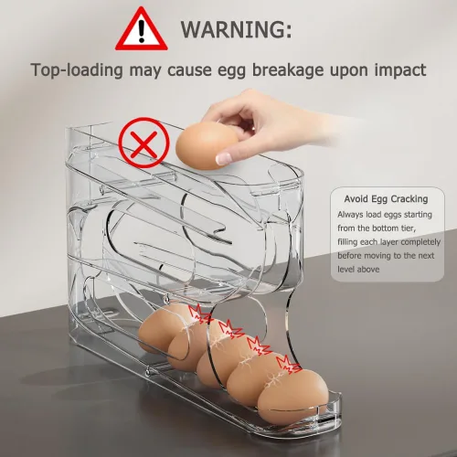 Vista 5 de Sotfamily - Soporte transparente para huevos FIFO para nevera, dispensador de huevos para huevos, 18 unidades 1-Pack Automatic Rolling Egg