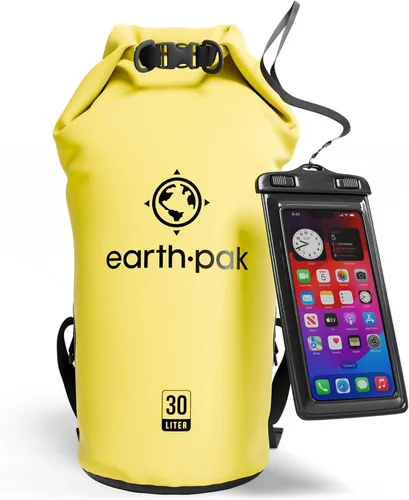 Vista 50 de Earth Pak Bolsa Seca Impermeable - Mochila Impermeable de Cierre Enrollable Superior Mantiene el Equipo Seco para Kayak con Funda Impermeable