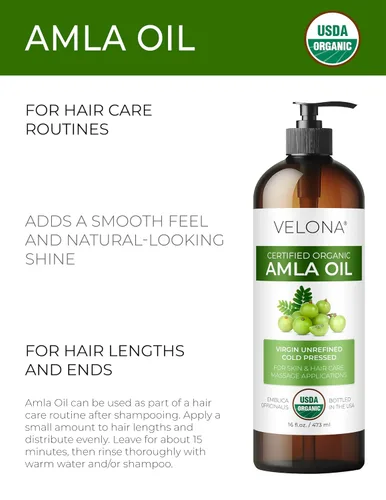 Vista 2 de velona Amla Oil USDA certificado orgánico - 32 onzas líquidas Aceite portador 100% puro y natural Virgen extra, sin refinar, prensado en frío