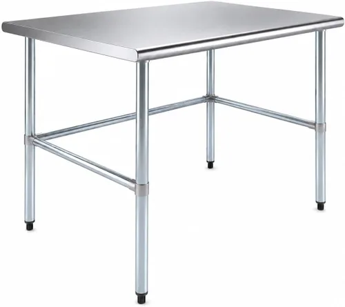 Vista 36 de AmGood Mesa de trabajo de acero inoxidable con base abierta, banco de trabajo de metal