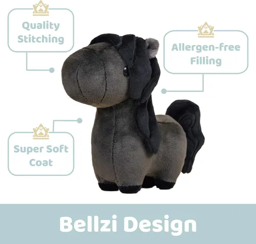 Vista 6 de Bellzi Caballo – Lindo juguete de peluche de 6.75 pulgadas – Suave y adorable regalo de peluche Horsi – Regalo perfecto para todas las edades – Mini