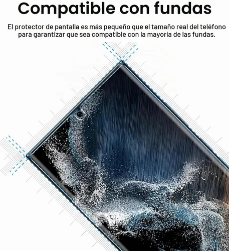 Vista 5 de amFilm Protector de pantalla de vidrio templado curvado 3D para S22 Ultra Samsung Galaxy 5G de 6.8 pulgadas, totalmente compatible con escáner