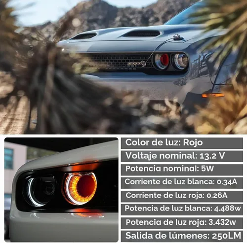 Vista 4 de Bombillas de faro LED LitMiRaCle para Dodge Challenger, ensamblaje de inserciones de aire para faros LED compatibles con Dodge Challenger 2015-2020
