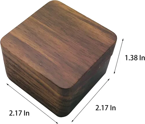 Vista 2 de Caja de anillo de boda, caja de anillo de compromiso de madera, caja de anillo de madera maciza hecha a mano para almacenamiento de anillos de boda
