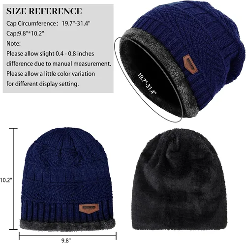 Vista 127 de Loritta Gorro de invierno cálido de punto grueso y holgado para hombre