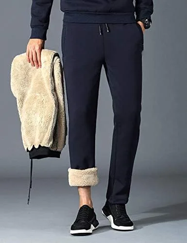 Vista 4 de Yeokou Pantalones deportivos térmicos de forro polar con forro polar para hombre
