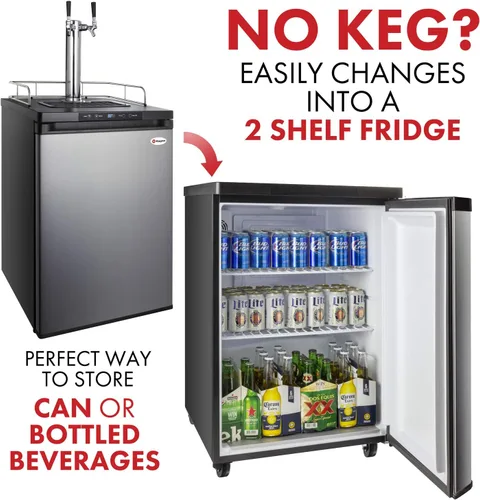 Vista 7 de Kegco 3PHBK309S-2 Dispensador de barriles, 2 grifos, acero inoxidable