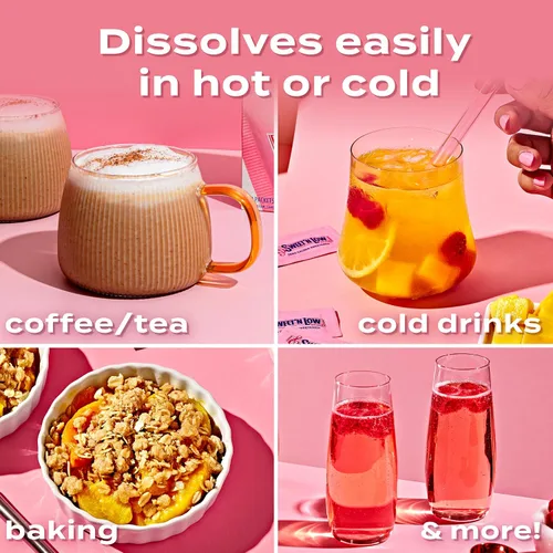 Vista 5 de Sweet'N Low paquetes de edulcorante cero calorías, 50 unidades, kosher y sin gluten, bajo índice glucémico, sobres individuales de edulcorante