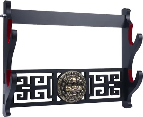Vista 12 de Soporte para espada Katana - Soporte de pared acolchado de terciopelo Kirin de 1 nivel, soporte de Katana Samurái, soporte de exhibición de espada