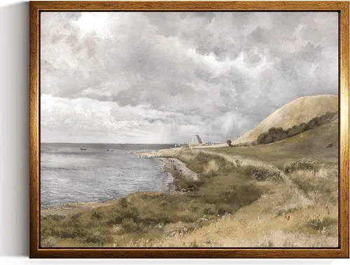 Vista 81 de InSimSea Arte de Pared en Lienzo Vintage con Marco Dorado Dama del Siglo XVII en Vestido Blanco Tono Oscuro 12 x 16 pulgadas, Retrato Melancólico