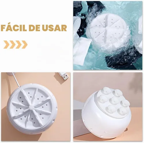 Vista 7 de Mini lavadora portátil automática Turbo Lavadora con fuente de alimentación USB y ventosa inferior, Lavadora compacta de encimera para ropa