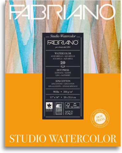 Vista 5 de Fabriano Studio Papel de acuarela, prensa caliente, 8 x 10 pulgadas, 40 kg, 20 hojas