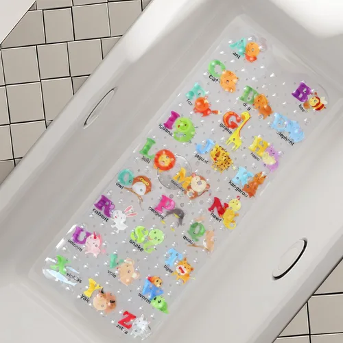 Vista 9 de Alfombra de baño antideslizante para bañera y ducha, lavable a máquina, antideslizante, con dibujos animados, con agujeros de drenaje y ventosas