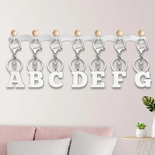 Vista 5 de Llavero blanco con letra inicial del alfabeto K A-Z, llavero de letra inicial a granel para mujeres y hombres, A, Pequeño