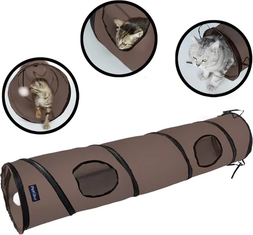 Vista 11 de PetLike Túnel para gatos de interior plegable para mascotas, tubo emergente para mascotas, escondite, juguetes de juego para gatos con pelota