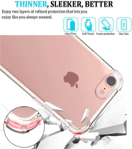 Vista 6 de Funda compatible con iPhone SE 2nd 2020 / iPhone SE 3 2022, protector de pantalla delgado, absorción de golpes, esquinas reforzadas, silicona TPU