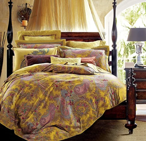 Vista 9 de Eikei Juego de funda de edredón clásica de cachemira, 3 piezas, ropa de cama bohemia Boteh Damasco medallón de 400 hilos, algodón egipcio satinado