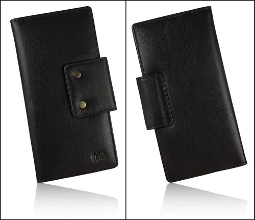 Vista 6 de Mou Meraki - Cartera larga de piel auténtica con bloqueo RFID, plegable vintage para hombre