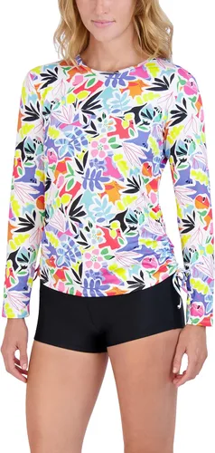 Vista 2 de Caribbean Joe Camiseta de natación de manga larga estándar para mujer con protección solar UPF de secado rápido