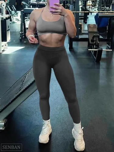 Vista 5 de SENBAN Leggings con espalda en V para mujer, mallas suaves de cintura alta, sin costuras, para entrenamiento, gimnasio, yoga, Negro