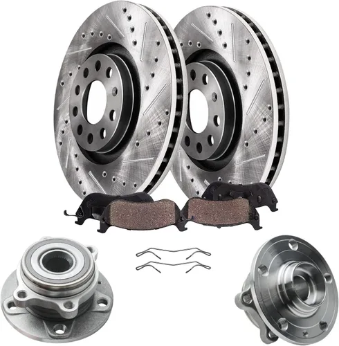 Vista 29 de Detroit Axle - Kit de frenos delanteros para Nissan Altima 2002-2006, Maxima 2002-2003, Infiniti I35 2002-2004, Rotores de freno de disco estriados