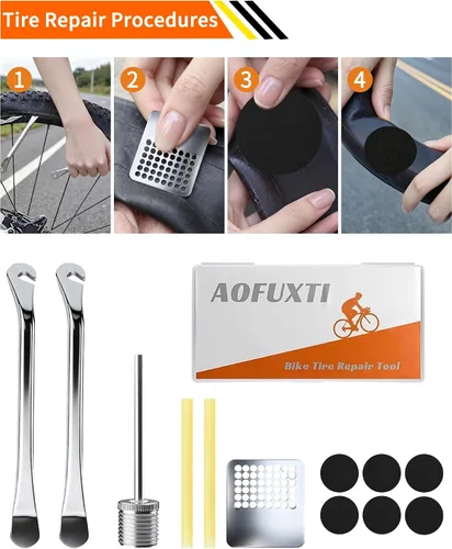 Vista 4 de Kit de reparación de bicicleta de 14 piezas con bomba de neumáticos, portátil y duradero Essential Bicycle Tool kit with 16-in-1 tool, tire