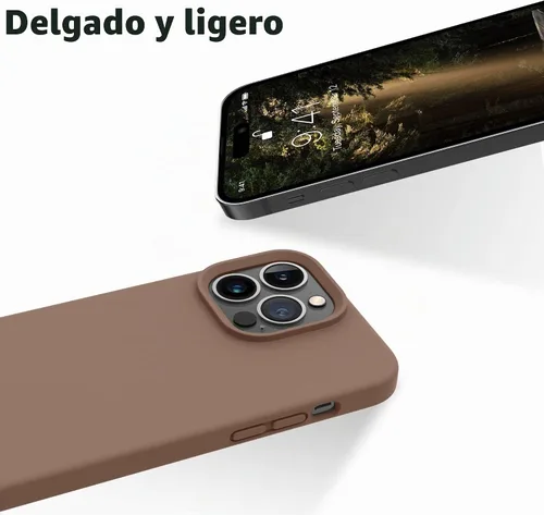 Vista 4 de OTOFLY Diseñada para iPhone 14 Pro, funda delgada de silicona a prueba de golpes para iPhone 14 Pro de 6.1 pulgadas (marrón claro)