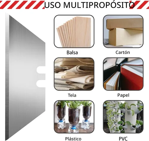 Vista 5 de DIYSELF Paquete de 50 Cuchillas para Cuchillo Utilitario, Cuchillas Cortadoras de Caja de Acero SK5 con Dispensador, Cuchillas Estándar
