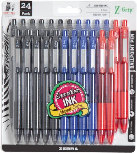 Vista 16 de Zebra Pen Z-Grip - Bolígrafo retráctil de punta media, 3/64 pulgadas, tinta negra, 12