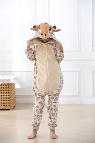 Vista 3 de Pijama unisex de animales para niños, disfraz de Halloween y Navidad Jirafa-1
